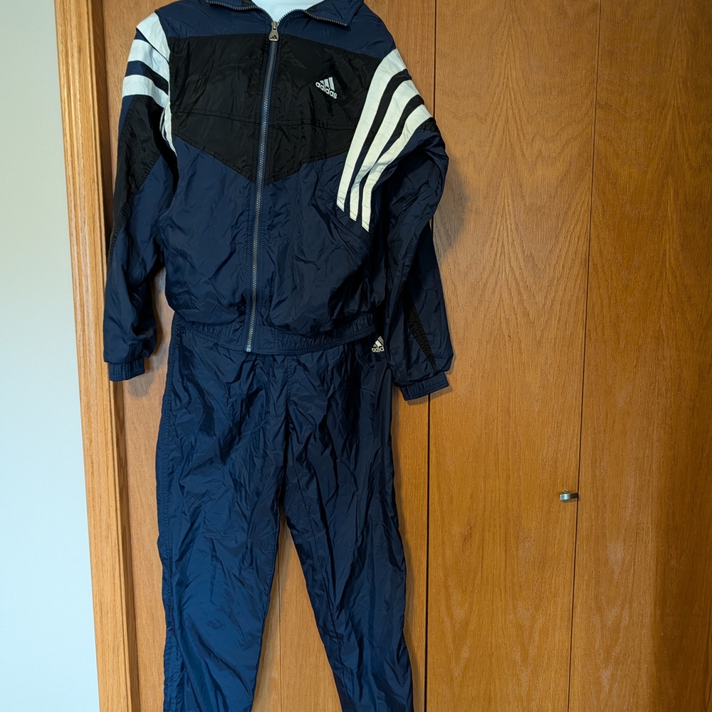 Adidas Navy Size M Ladies Retro Tracksuit